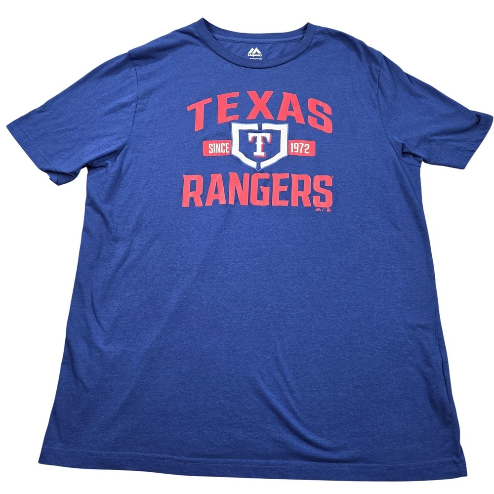 Texas Rangers Shirt Mens 2XL Blue MLB Baseball Majestic Since 1972 Graphic Tee